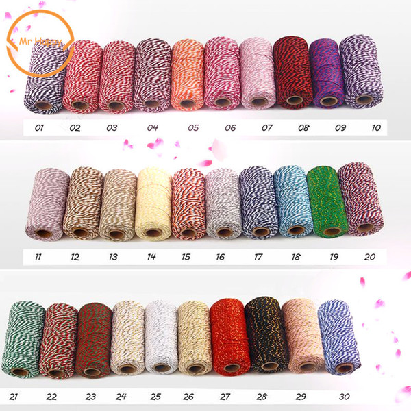 wholesale 30 colors 100 meters Double color cotton rope cotton cord Used in gift wrapping Decorative gift The bakery
