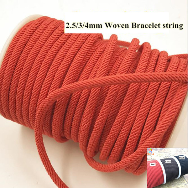 Black/Red/Coffee Woven Braid Hand line Rope string 2.5/3/4mm Strap DIY Bracelet Fashion Jewelry Wristband Girl Boy 20m