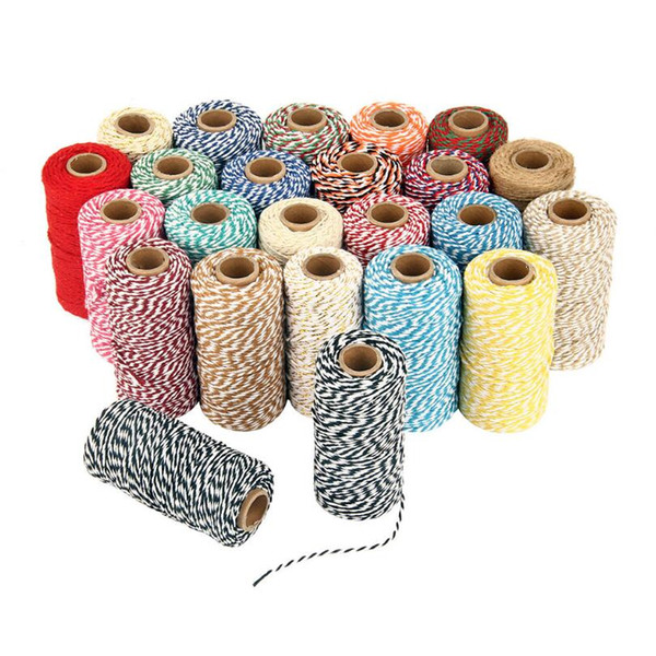 100M* Double Color Cotton Baker Rope Twine for Handmade Accessories Christmas Decoration gift DIY Wrapping HBB12