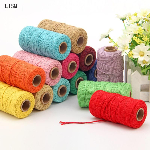 2mm 100% Cotton Cord Colorful Cord Rope Twisted Craft Macrame String Home Cotton Rope Textiles Home Textiles Weave Supplies