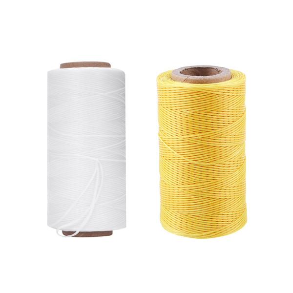 2pcs 260M 150D 1MM Leather Sewing Waxed Wax Thread Hand Needle Cord Craft - White & Yellow