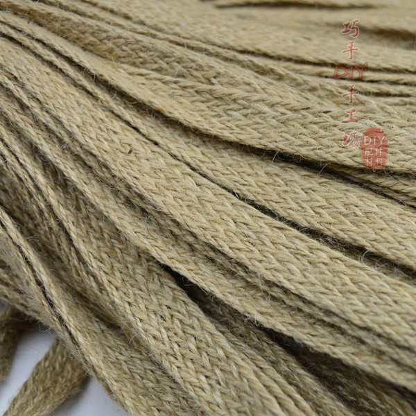 jute 0.8 /1.0/1.5/ 2.0/ 2.5/3.0/3.5/4.0/ 4.5/5.0CM wide*10 meters knitted flat decoration jute rope rope DIY hand weaving