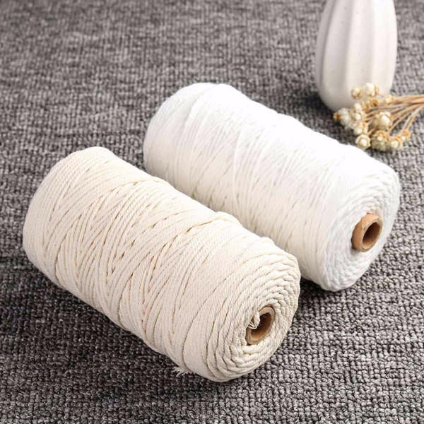 200m Durable White Cotton Cord Natural Beige Twisted Cord Rope Craft Macrame String DIY Handmade Home Decorative supply 1/2/3mm