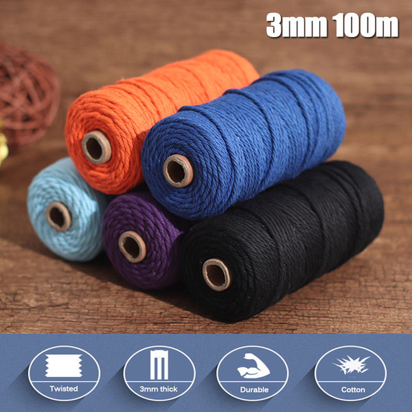 Macrame String For Sewing DIY Handcrafted Handmade Colored Craft String Rope 3mm 100m Natural Colorful Cotton Braided Cord