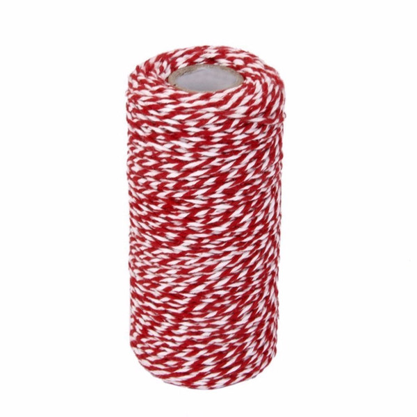 Cotton Rope Cotton Cord 100m Bakers Twine String Cord Bottle Gift Box Decor Craft (Red+White)