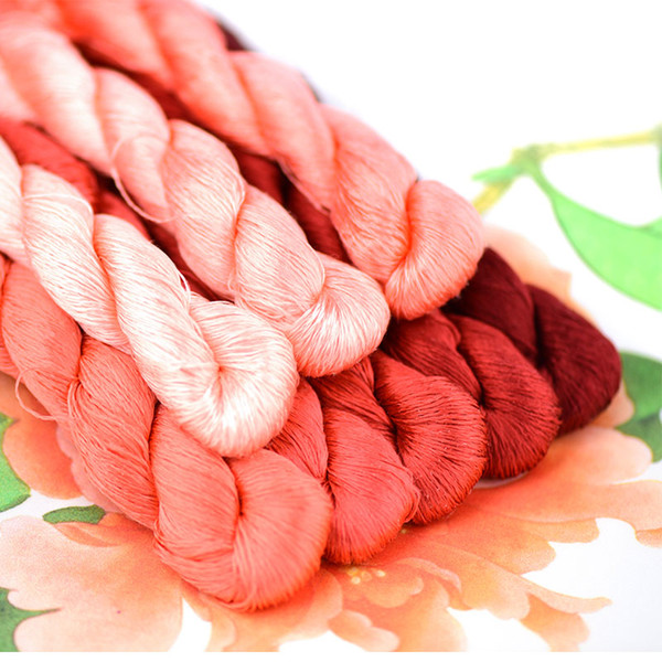 1pcs/400m silk embroidery thread / 100% silk thread /hand embroidery embroider cross stitch/Peony red series/8 pure colors