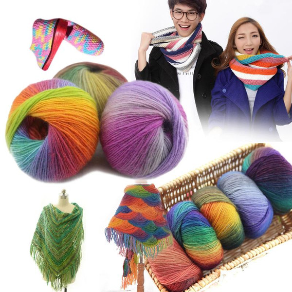 50g/pcs Rainbow Wool Cotton Yarn Bamboo Protein Line Baby Fabric For Sewing For Hand Knitting Wool Yarn Sweater Scarf