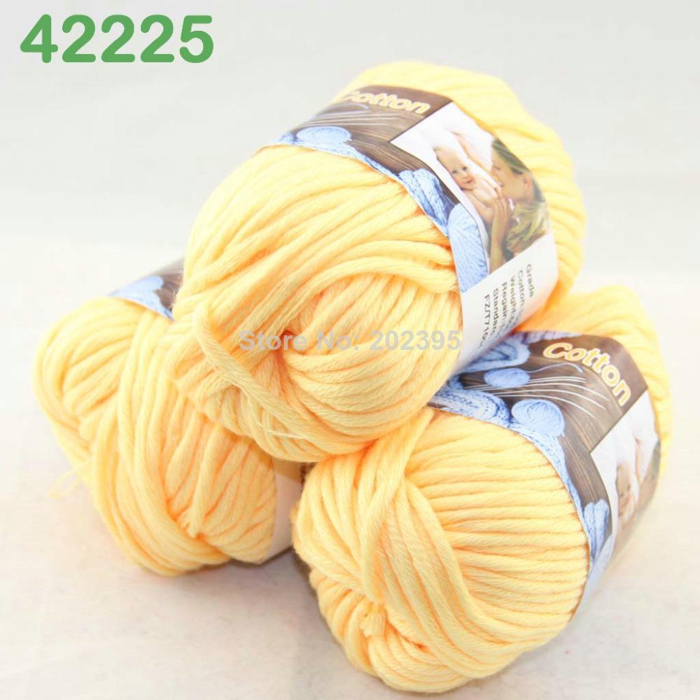 Sale LOT of 3 BallsX50g Special Thick Worsted 100% Cotton Knitting Yarn Lemon 2225