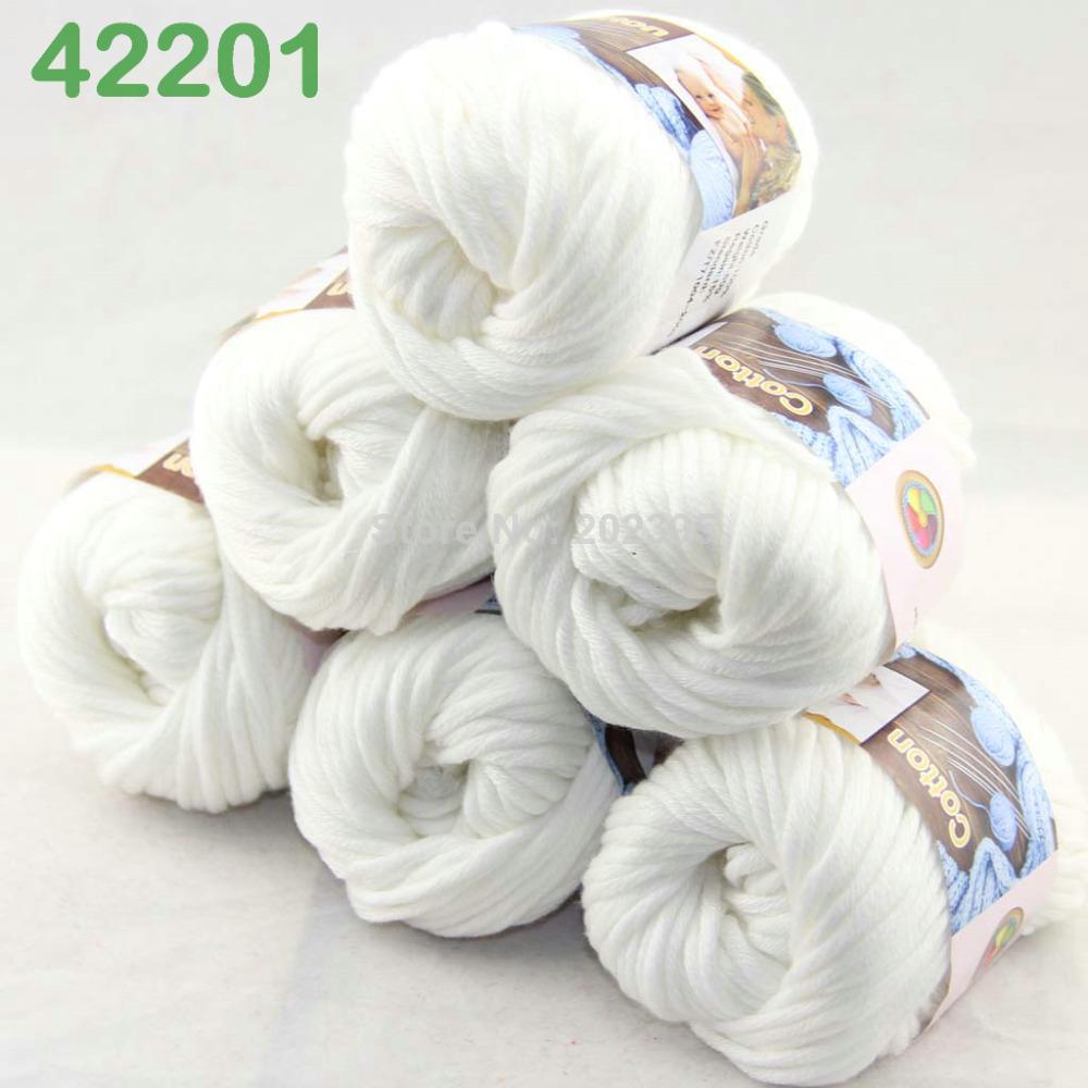 LOT of 6 BallsX50g Special Thick Worsted 100% Cotton Knitting Yarn White 2201