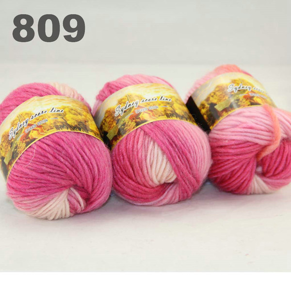 colorful hand-knitted wool line segment dyed coarse lines fancy knitting hats scarves thick line Pink Orange Hot Pink 522-809