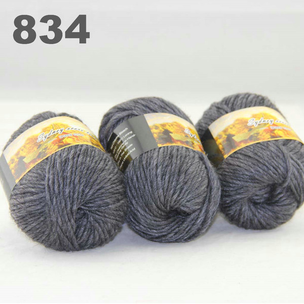 colorful hand-knitted wool line segment dyed coarse lines fancy knitting hats scarves thick line Dark Grey 522-834