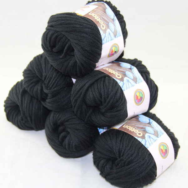 LOT of 6 BallsX50g Special Thick Worsted 100% Cotton Knitting Yarn Black 2215