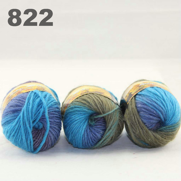 colorful hand-knitted wool line segment dyed coarse lines fancy knitting hats scarves thick line Blue Royal Sand 522-822