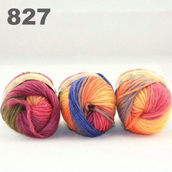 colorful hand-knitted wool line segment dyed coarse lines fancy knitting hats scarves thick line Blue Orange Yellow Purple Army Gree 522-827