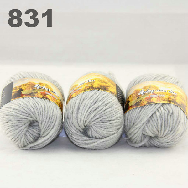 colorful hand-knitted wool line segment dyed coarse lines fancy knitting hats scarves thick line Silver Grey 522-831