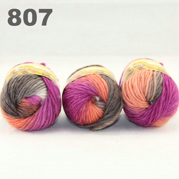 colorful hand-knitted wool line segment dyed coarse lines fancy knitting hats scarves thick line Brown Orange White 522-807