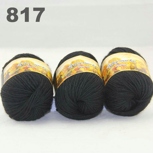 colorful hand-knitted wool line segment dyed coarse lines fancy knitting hats scarves thick line Black 522-815