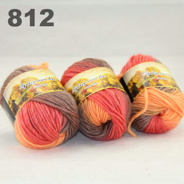 colorful hand-knitted wool line segment dyed coarse lines fancy knitting hats scarves thick line Camel Orange Bisque 522-812