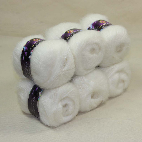Sale 6 balls Luxurious MOHAIR 50% Cashmere 50%silk hand Yarn Knitting white 01