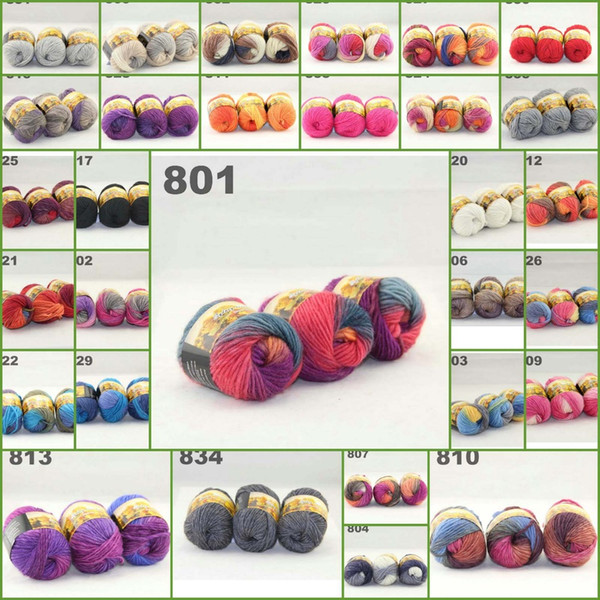 3ballsx50g Australia colorful hand-knitted thick yarn wool segment dyed coarse lines fancy knitting baby hats scarves 522801-522820