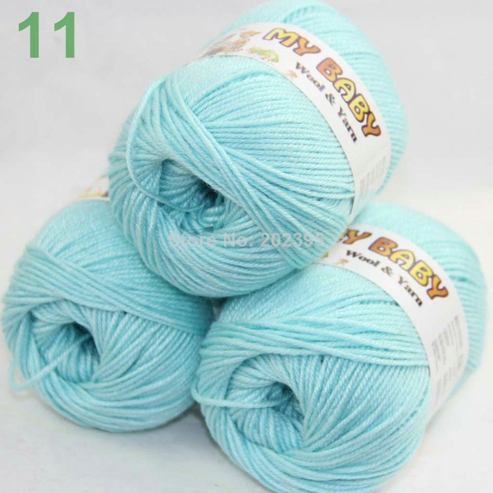 SALE LOT of 3 Skeins DK 4ply Silk wool cashmere warm baby yarn Knitting LightCyan 11