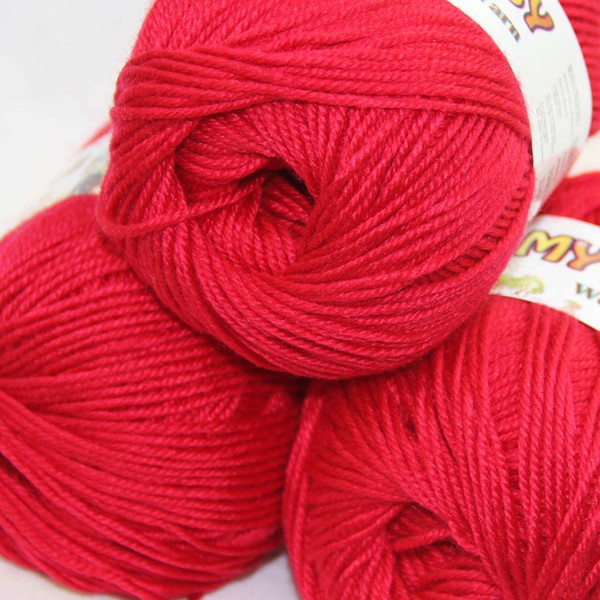 SALE LOT of 3 Skeins DK 4ply Silk wool cashmere warm baby yarn Knitting Banana Red 13