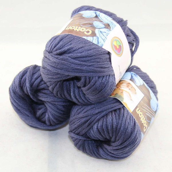 Sale LOT of 3 BallsX50g Special Thick Worsted 100% Cotton Knitting Yarn Indigo Blue 42229