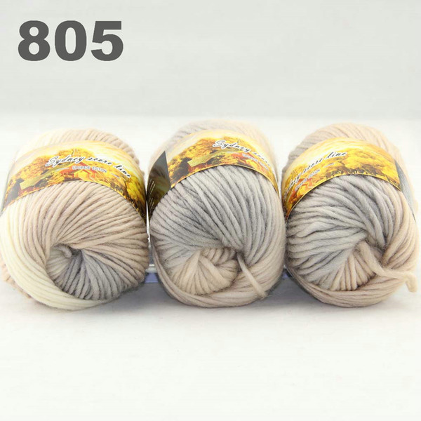 colorful hand-knitted wool line segment dyed coarse lines fancy knitting hats scarves thick line Grey Beige White 522-805