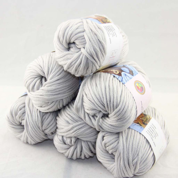 LOT of 6 BallsX50g Special Thick Worsted 100% Cotton Knitting Yarn Silver Grey 2237