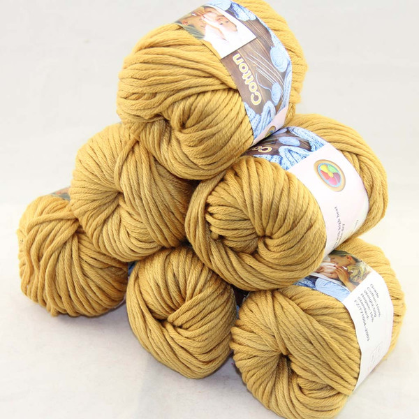 LOT of 6 BallsX50g Special Thick Worsted 100% Cotton Knitting Yarn Catania Gold 2212