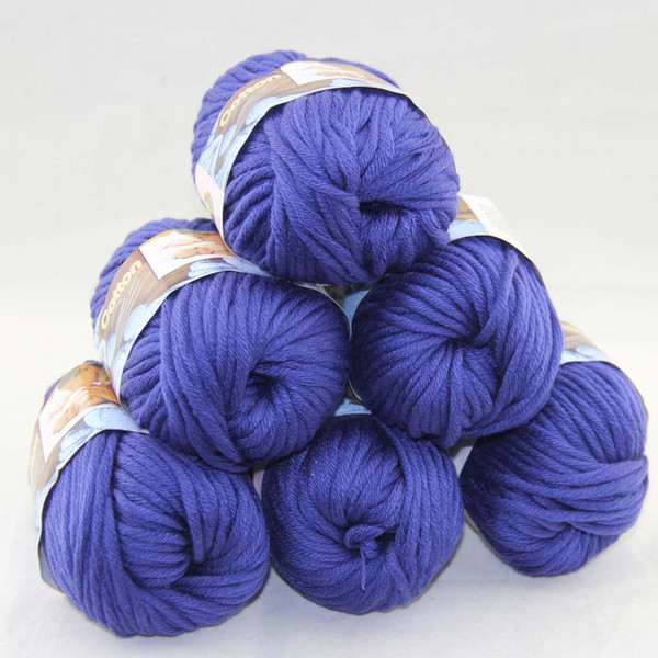 LOT of 6 BallsX50g Special Thick Worsted 100% Cotton Knitting Yarn Royal Blue 2224