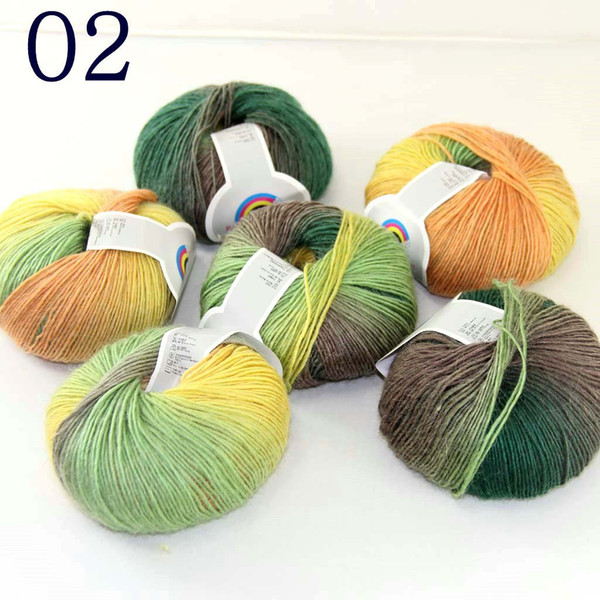 Sale Soft Cashmere Woo 6X50gr ball l Colorful Rainbow Wrap Shawl DIY Hand Knit Yarn Green Brown Orange Yellow 02