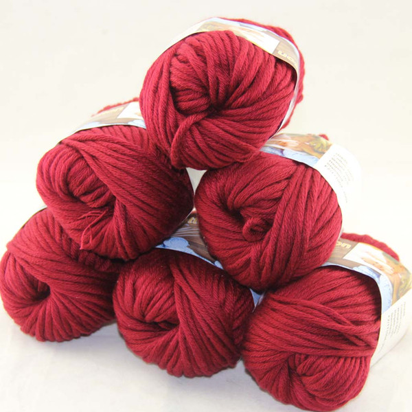 LOT of 6 BallsX50g Special Thick Worsted 100% Cotton Knitting Yarn Ruby 2236