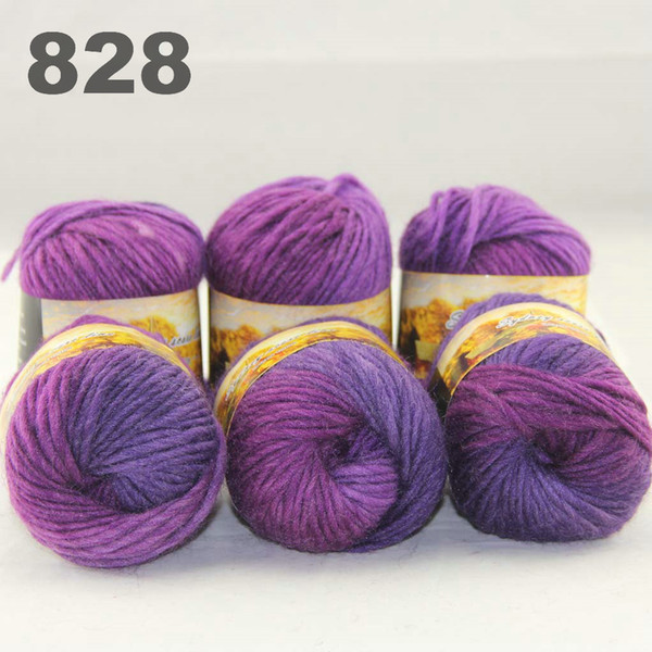 6balls colorful hand-knitted wool segment dyed coarse yarn fancy knitting hats scarves thick line Purple Plum lilac 522828