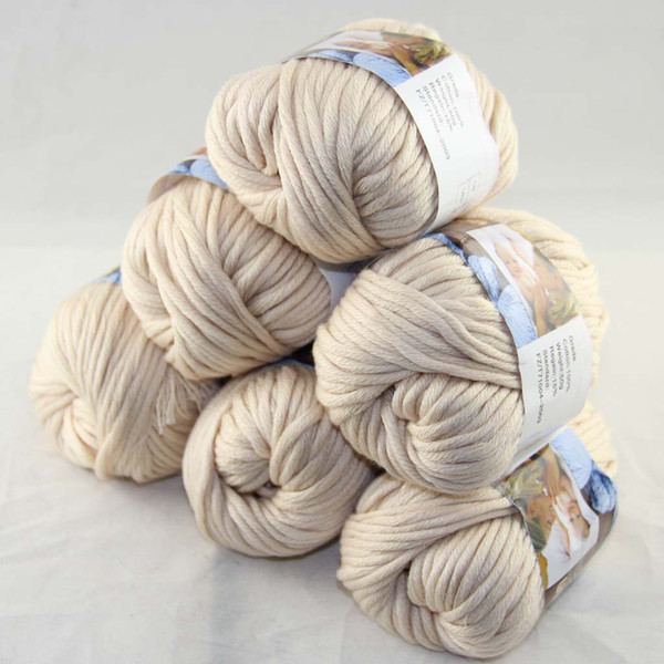 LOT of 6 BallsX50g Special Thick Worsted 100% Cotton Knitting Yarn Beige 2231