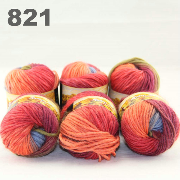 6balls Australia colorful hand-knitted wool score yarn segment dyed coarse yarn fancy knitting baby hats scarves thick line Army Gree 522821