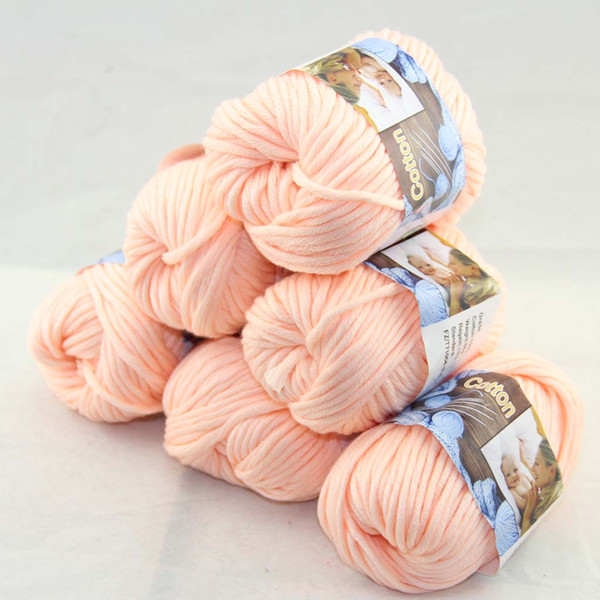 LOT of 6 BallsX50g Special Thick Worsted 100% Cotton Knitting Yarn White Peach 2204