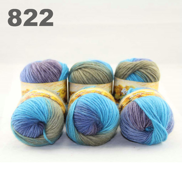 6balls Australia colorful hand-knitted wool score yarn segment dyed coarse yarn fancy knitting baby hats scarves thick line Blue Roya 522822