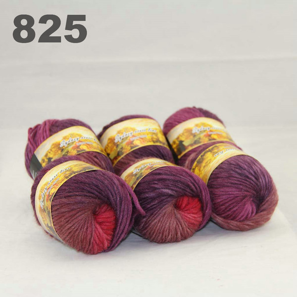 6balls colorful hand-knitted wool segment dyed coarse yarn fancy knitting hats scarves thick line Red Burgundy Plum 522825