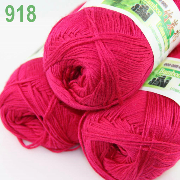 Lot of 3 skeins Soft Natural Smooth Bamboo Cotton Yarn Knitting Berry Pink 322918