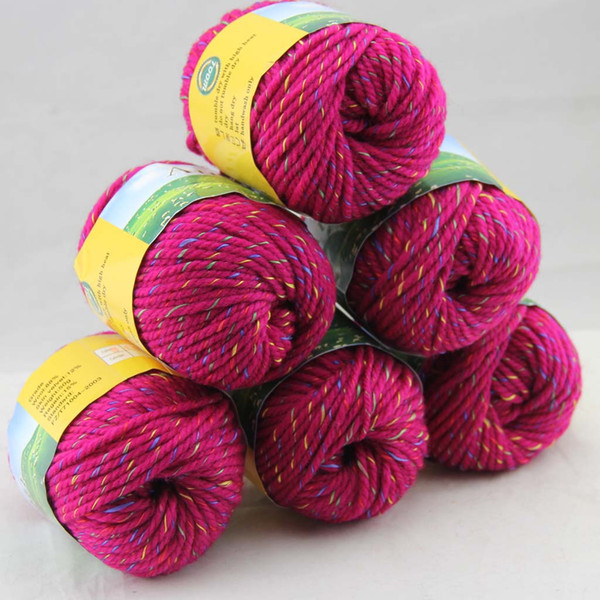 LOT of 6 BallsX50g Chunky Hand-woven Coarse Knitting Yarn Raspberry 248-S40