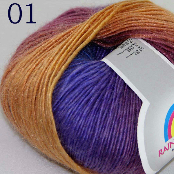 Sale Soft 1X50gr ballCashmere Wool Colorful Rainbow Wrap Shawl DIY Hand Knit Yarn A1