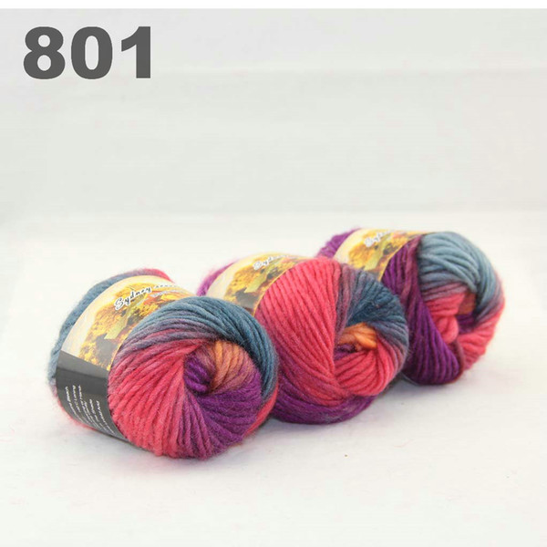 colorful hand-knitted wool line segment dyed coarse lines fancy knitting hats scarves thick line Bisque Orange Purple Turquoise 522-801