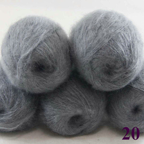 Sale 5ballsX50g Luxurious MOHAIR 50% Cashmere 50% silk hand Yarn Knitting Free shipping multiple colors to choose from Grey 290-20