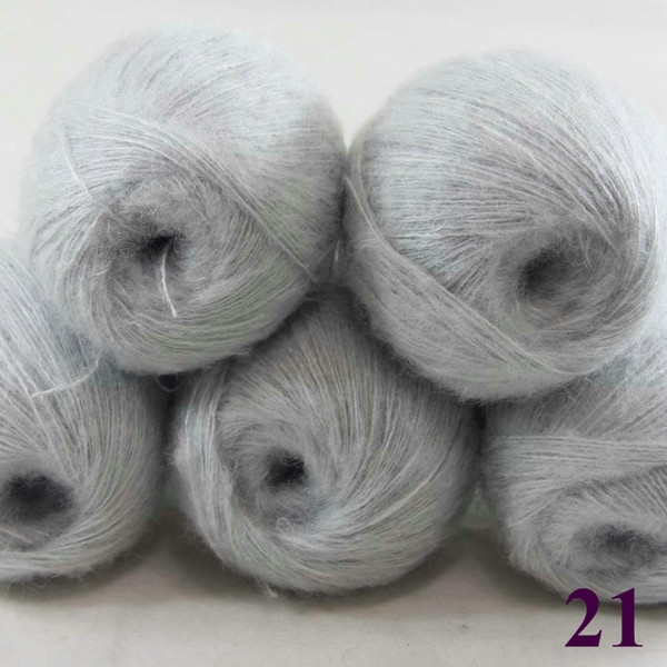 Sale 5ballsX50g Luxurious MOHAIR 50% Cashmere 50% silk hand Yarn Knitting Free shipping multiple colors to choose from Silver 290-21