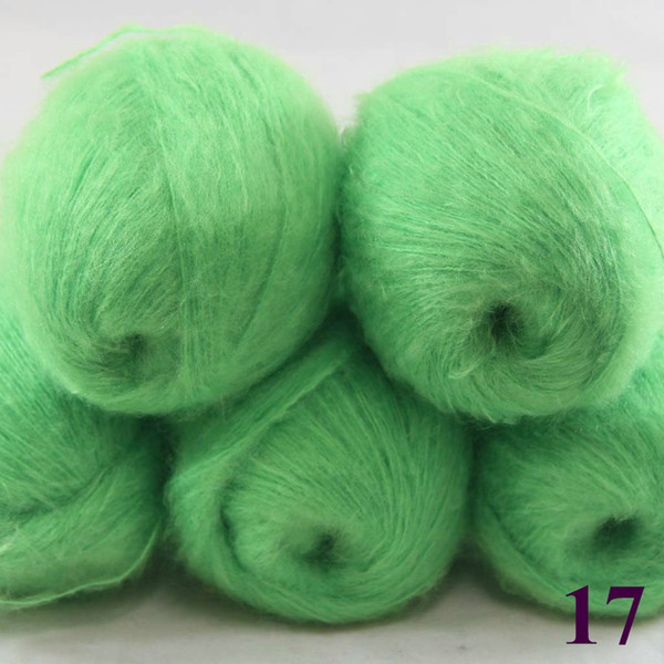 Sale 5ballsX50g Luxurious MOHAIR 50% Cashmere 50% silk hand Yarn Knitting Free shipping multiple colors to choose from Bright Green 290-17