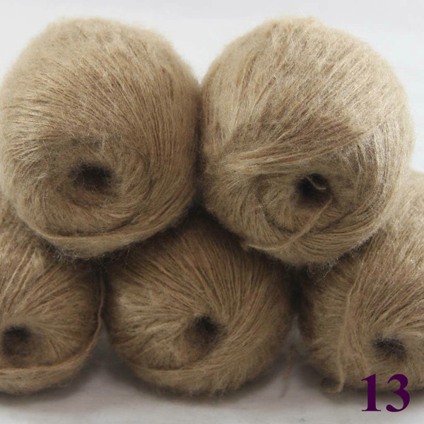 Sale 5ballsX50g Luxurious MOHAIR 50% Cashmere 50% silk hand Yarn Knitting Free shipping multiple colors to choose from Khaki 290-13