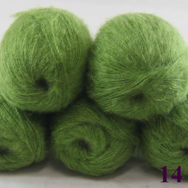 Sale 5ballsX50g Luxurious MOHAIR 50% Cashmere 50% silk hand Yarn Knitting Free shipping multiple colors to choose from Green 290-14