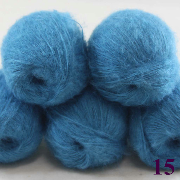 Sale 5ballsX50g Luxurious MOHAIR 50% Cashmere 50% silk hand Yarn Knitting Free shipping multiple colors to choose from SkyBlue 290-15