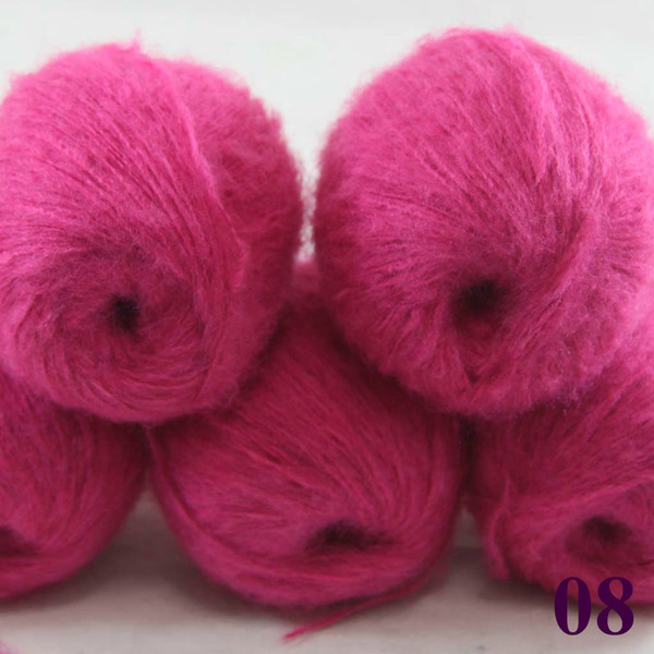 Sale 5 ballsX50g Luxurious MOHAIR 50% Cashmere 50% silk hand Yarn Knitting Free shipping multiple colors to choose from Berry Pink 290-08